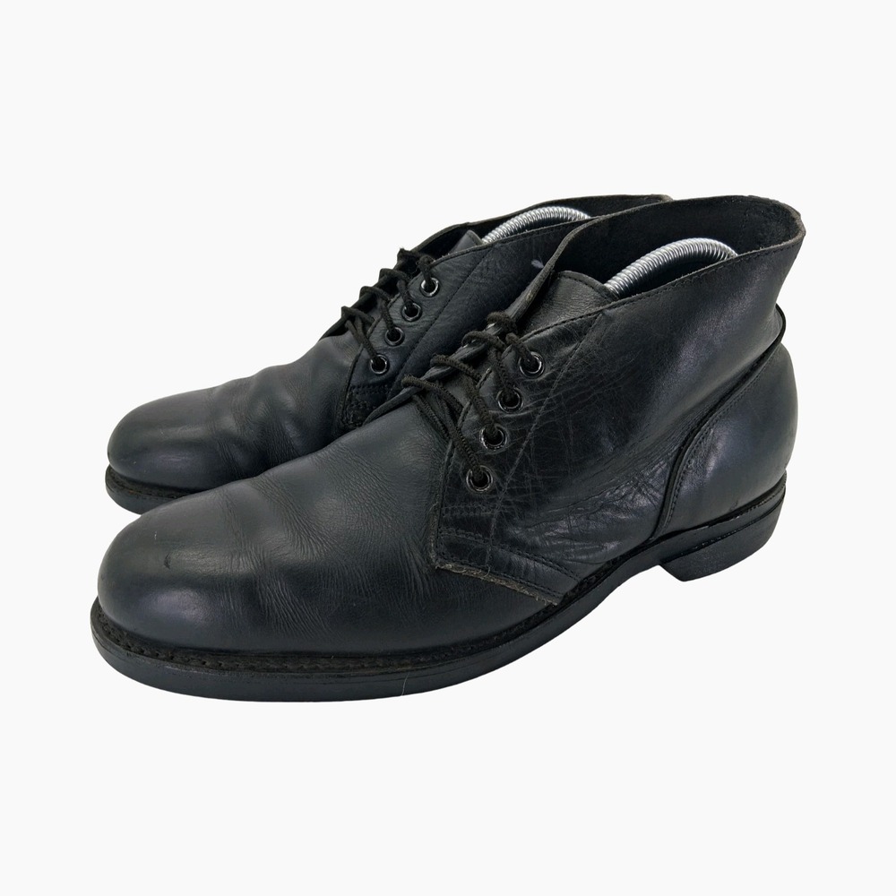 Genesco Boots Mens Size 9.5 Black Leather Combat Lace Up Ankle Work Boots